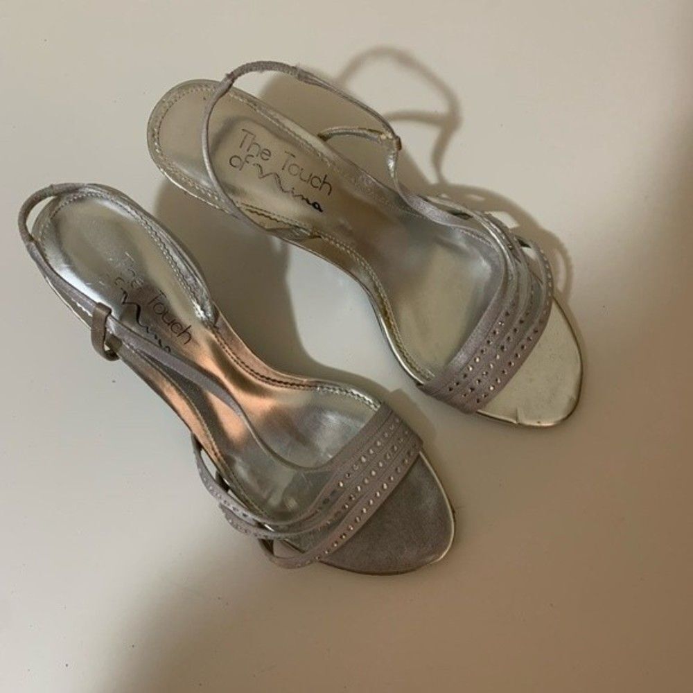 Touch of Nina Silver Strappy Heels Size 7